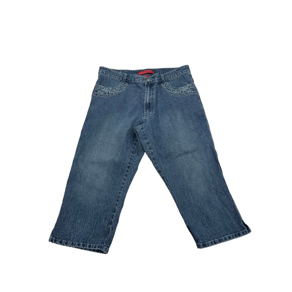 Cosmopolitan Denim Capri Embroidered beaded Jeans - Picture 1 of 9